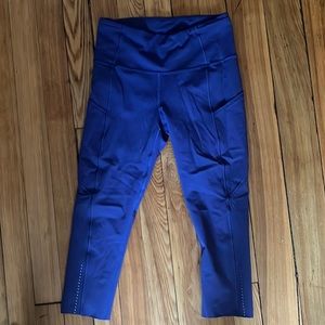 Bright blue/purple lululemon 3/4 leggings